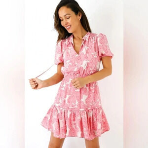 Current Air‎ Abstract Paisley Mini Dress M Tie Neck Puffy Sleeve BOHO Wilderkind